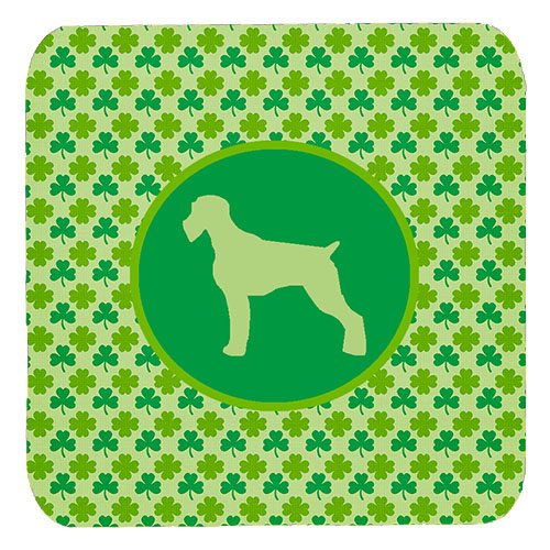 German Wirehaired Pointer Lucky Shamrock Foam Coasters, Set Of 4