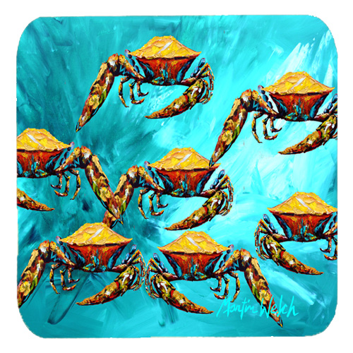 Crab Lotta Crabs Foam Coasters, Set Of 4
