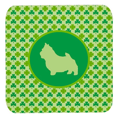 Norwich Terrier Lucky Shamrock Foam Coasters, Set Of 4