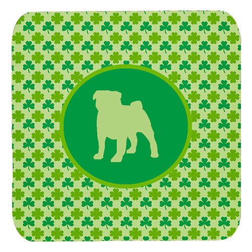 Pug Lucky Shamrock Foam Coasters, Set Of 4