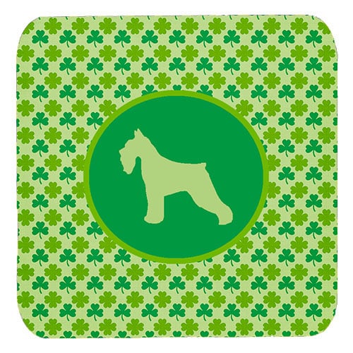 Schnauzer Lucky Shamrock Foam Coasters, Set Of 4