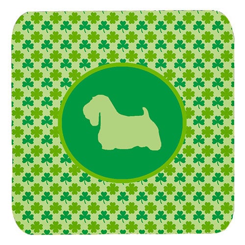Sealyham Terrier Lucky Shamrock Foam Coasters, Set Of 4