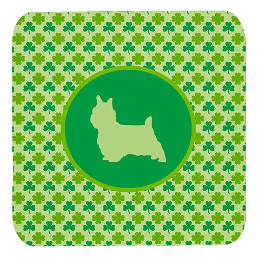 Silky Terrier Lucky Shamrock Foam Coasters, Set Of 4