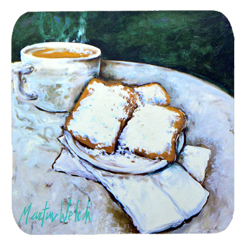 Food Beignet Time Foam Coasters, Set Of 4