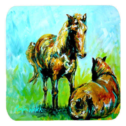 MW1126FC Horse Grazin Foam Coasters- Set Of 4