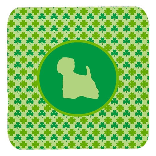 Westie Lucky Shamrock Foam Coasters, Set Of 4