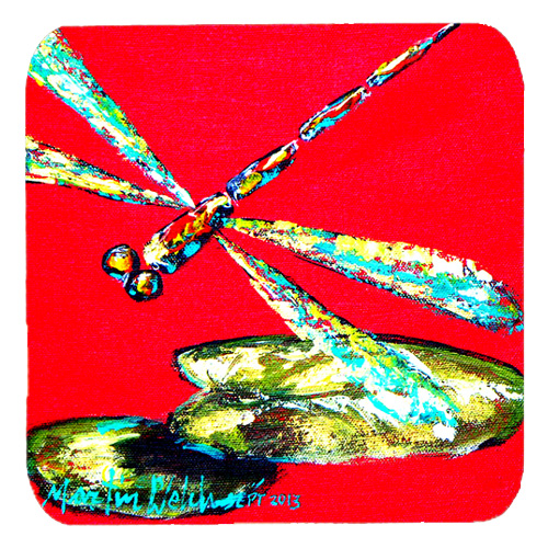 Insect - Dragonfly Shoo-Fly Foam Coasters, Set Of 4