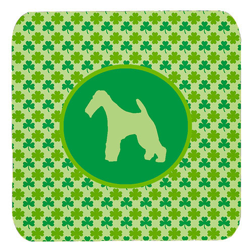 Fox Terrier Wire Lucky Shamrock Foam Coasters, Set Of 4