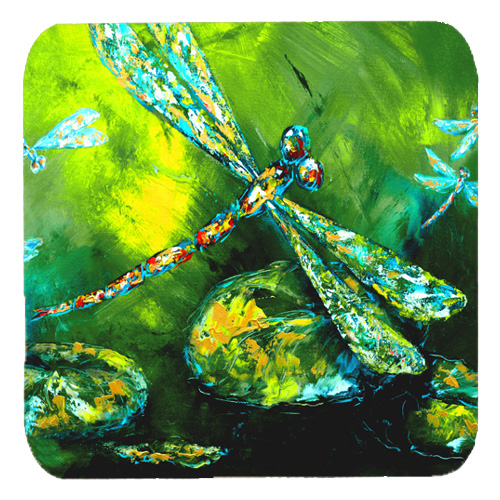 Insect - Dragonfly Summer Flies Foam Coasters, Set Of 4