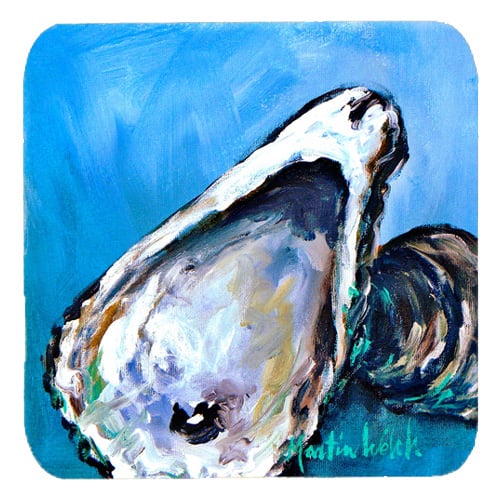 Oyster Oyster Blue Foam Coasters, Set Of 4