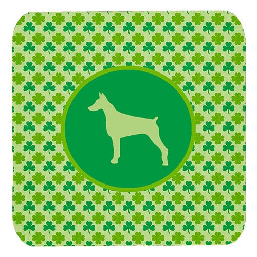Doberman Lucky Shamrock Foam Coasters, Set Of 4