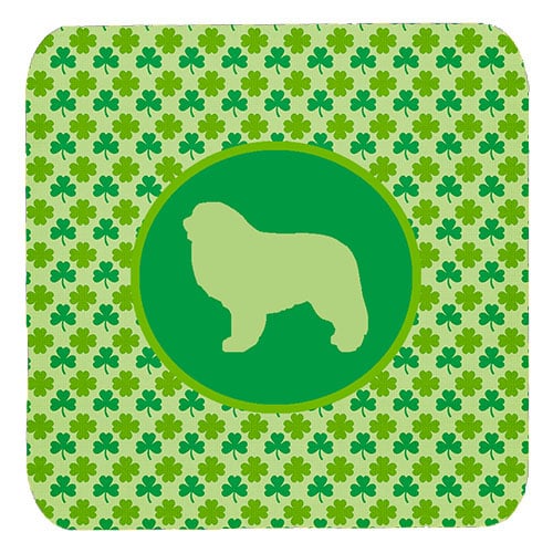 Great Pyrenees Lucky Shamrock Foam Coasters, Set Of 4