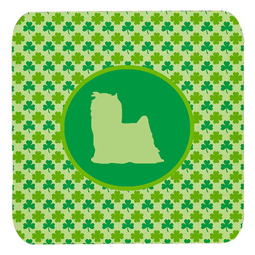 Yorkie Lucky Shamrock Foam Coasters, Set Of 4
