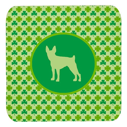 Fox Terrier Toy Lucky Shamrock Foam Coasters, Set Of 4