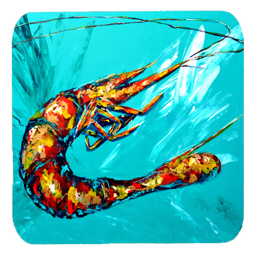 Shrimp Splish Splash Foam Coasters, Set Of 4