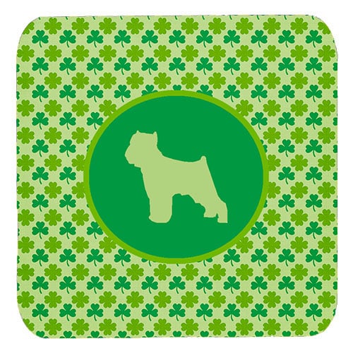 Brussels Griffon Lucky Shamrock Foam Coasters, Set Of 4