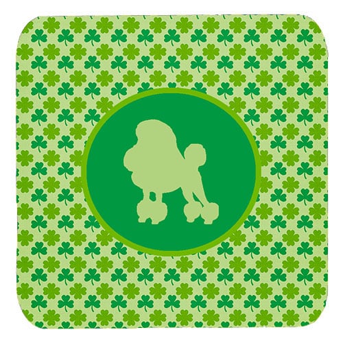 Poodle Lucky Shamrock Foam Coasters, Set Of 4