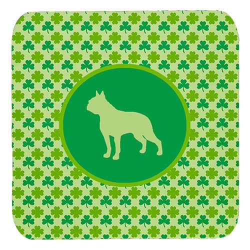 Boston Terrier Lucky Shamrock Foam Coasters, Set Of 4