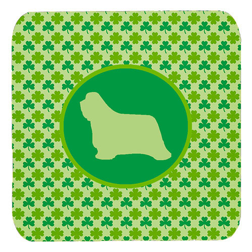Bearded Collie Lucky Shamrock Foam Coasters, Set Of 4