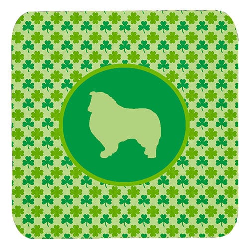 Collie Lucky Shamrock Foam Coasters - Set Of 4