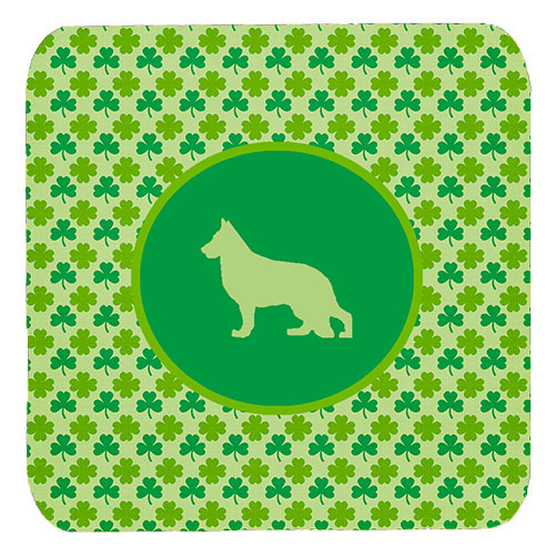 German Shepherd Lucky Shamrock Foam Coasters, Set Of 4