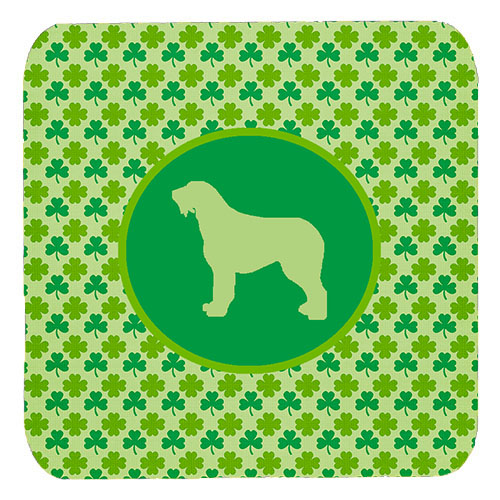 Irish Wolfhound Lucky Shamrock Foam Coasters, Set Of 4