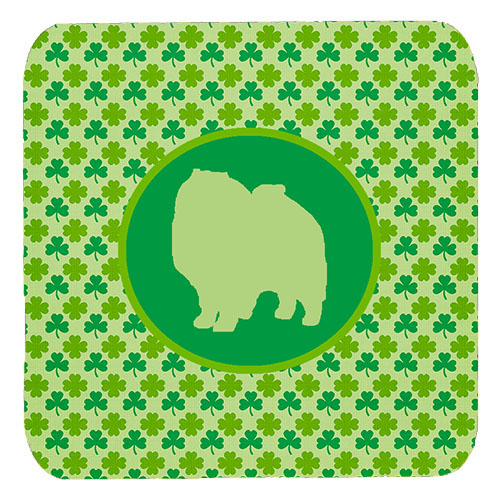 Keeshond Lucky Shamrock Foam Coasters, Set Of 4