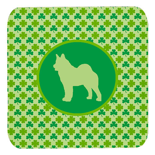 Norwegian Elkhound Lucky Shamrock Foam Coasters, Set Of 4