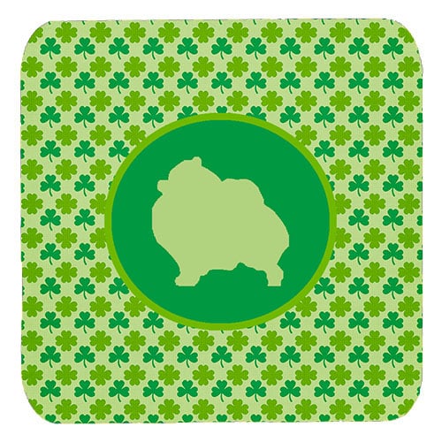 Pomeranian Lucky Shamrock Foam Coasters, Set Of 4