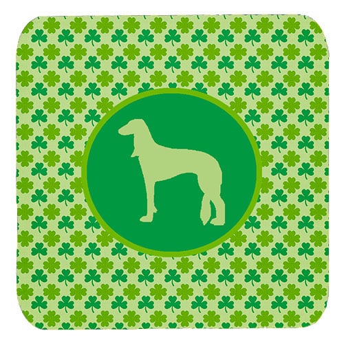 Saluki Lucky Shamrock Foam Coasters, Set Of 4
