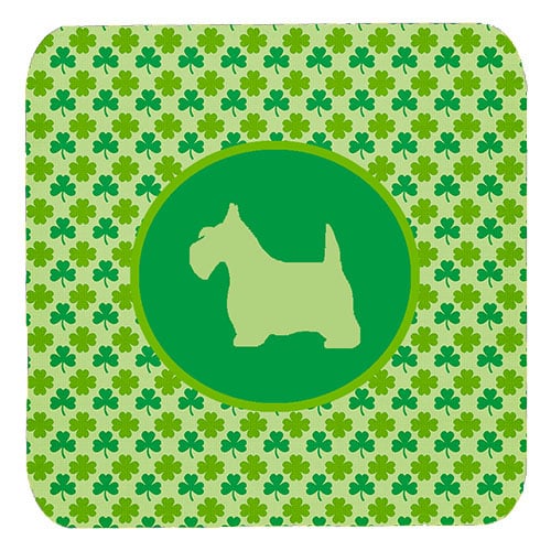Scottish Terrier Lucky Shamrock Foam Coasters, Set Of 4