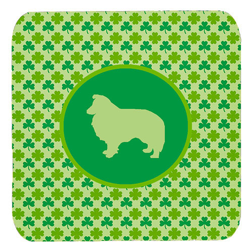 Sheltie Lucky Shamrock Foam Coasters, Set Of 4