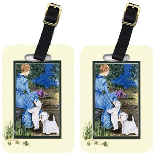 Lady With Her Westie Luggage Tags- Pair Of 2