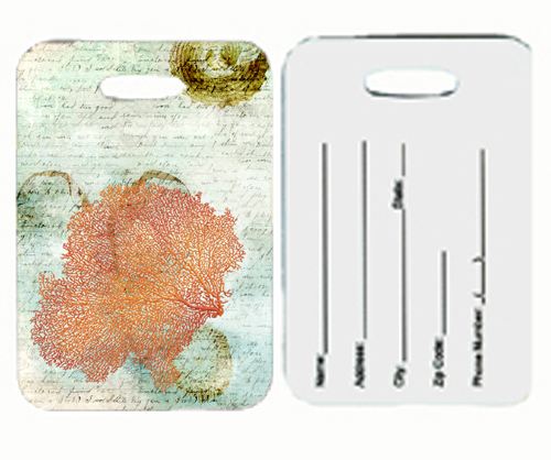 Coral Pink Luggage Tags- Pair Of 2