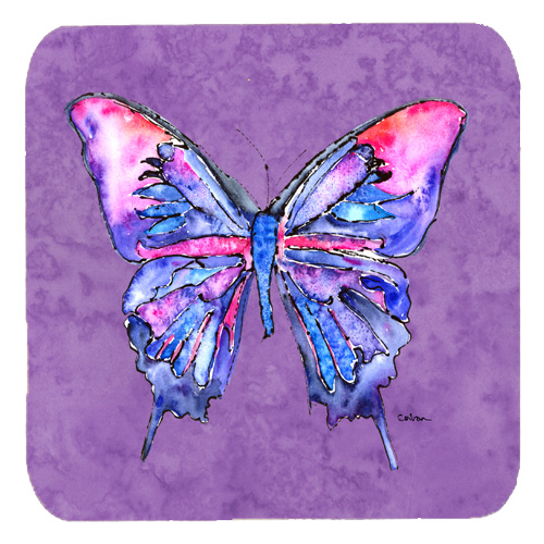 Butterfly On Purple Foam Coasters- Set Of 4