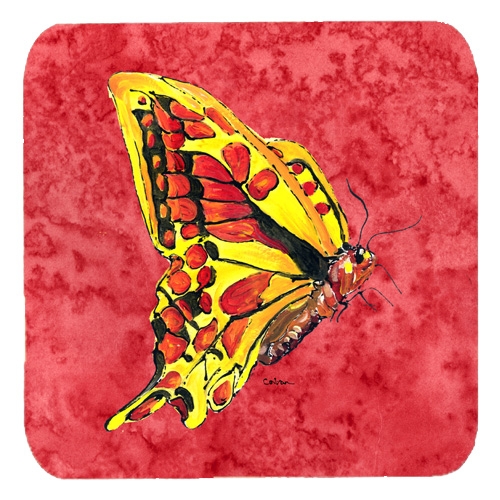 Butterfly On Red Foam Coasters, Set Of 4