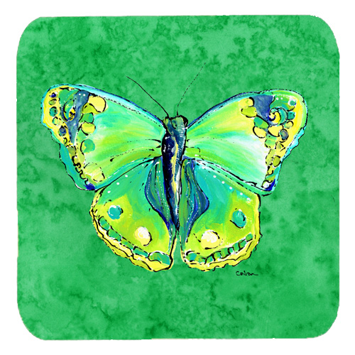 Butterfly Green On Green Foam Coasters, Set Of 4