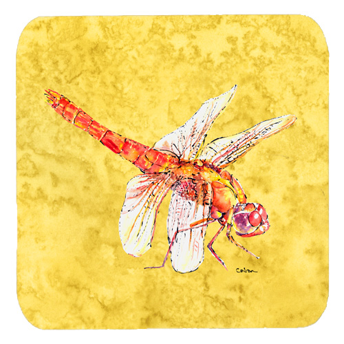 Dragonfly On Yellow Foam Coasters, Set Of 4