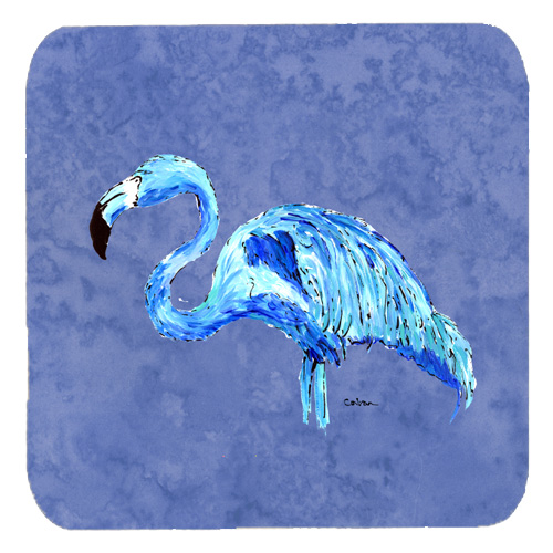 Flamingo On Slate Blue Foam Coasters, Set Of 4
