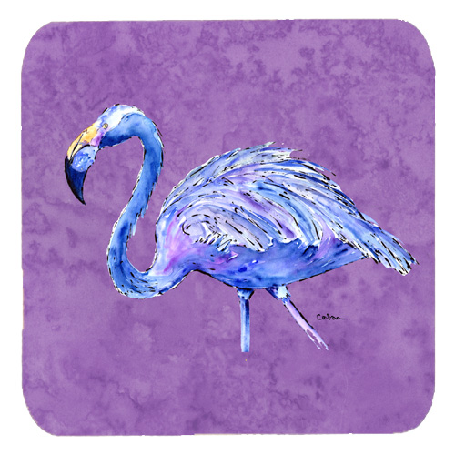 Flamingo On Purple Foam Coasters, Set Of 4