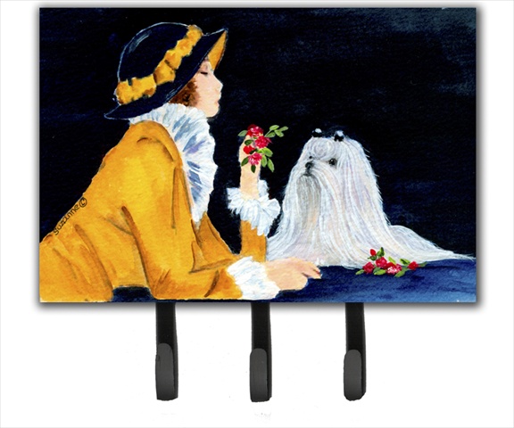 Lady With Her Maltese Leash Holder Or Key Hook