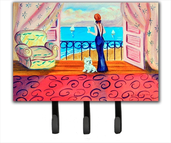 7125TH68 Westie With Mom And A View Leash Holder Or Key Hook