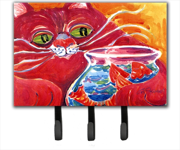 Big Red Cat at the fishbowl Leash Holder or Key Hook