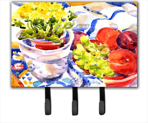 6037TH68 Apples- Plums and Grapes with Flowers Leash Holder or Key Hook