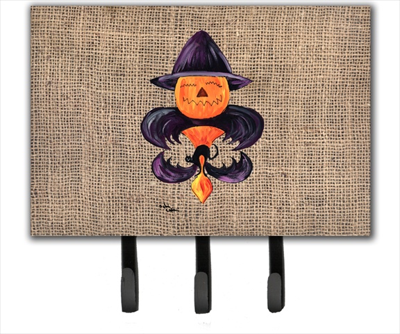 8748TH68 Halloween Pumpkin Bat Fleur de lis Leash Holder or Key Hook