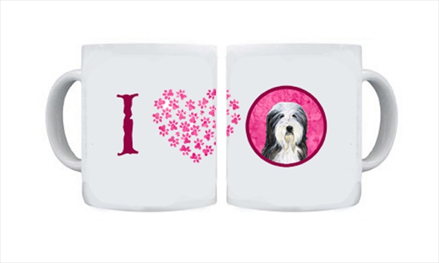 Picture of Carolines Treasures SS4773-PK-CM15 15 oz. Bearded Collie Dishwasher Safe Microwavable Ceramic Coffee Mug