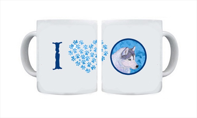 Picture of Carolines Treasures SS4740-BU-CM15 15 oz. Siberian Husky Dishwasher Safe Microwavable Ceramic Coffee Mug
