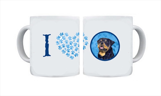 Picture of Carolines Treasures SS4800-BU-CM15 15 oz. Rottweiler Dishwasher Safe Microwavable Ceramic Coffee Mug