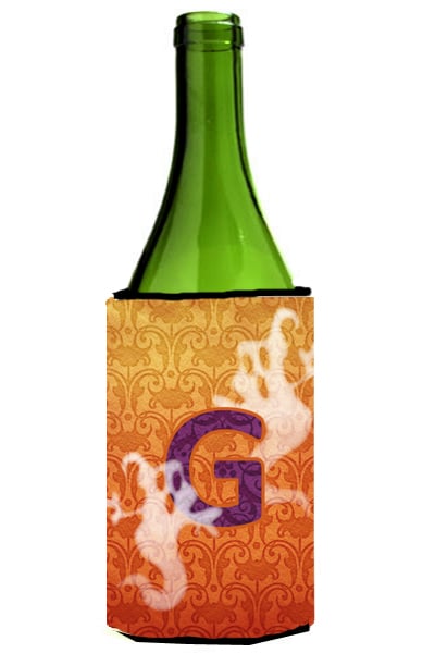 Picture of Carolines Treasures CJ1040-GLITERK Halloween Ghosts Monogram Initial Letter G Wine Bottle  Hugger
