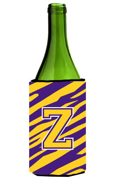 Picture of Carolines Treasures CJ1022-ZLITERK Tiger Stripe - Purple Gold Monogram Initial Z Wine Bottle  Hugger